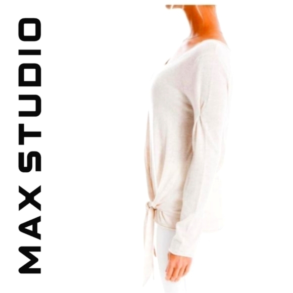 New MAX STUDIO Front Tie Long Sleeve Sweater Small - Picture 2 of 6